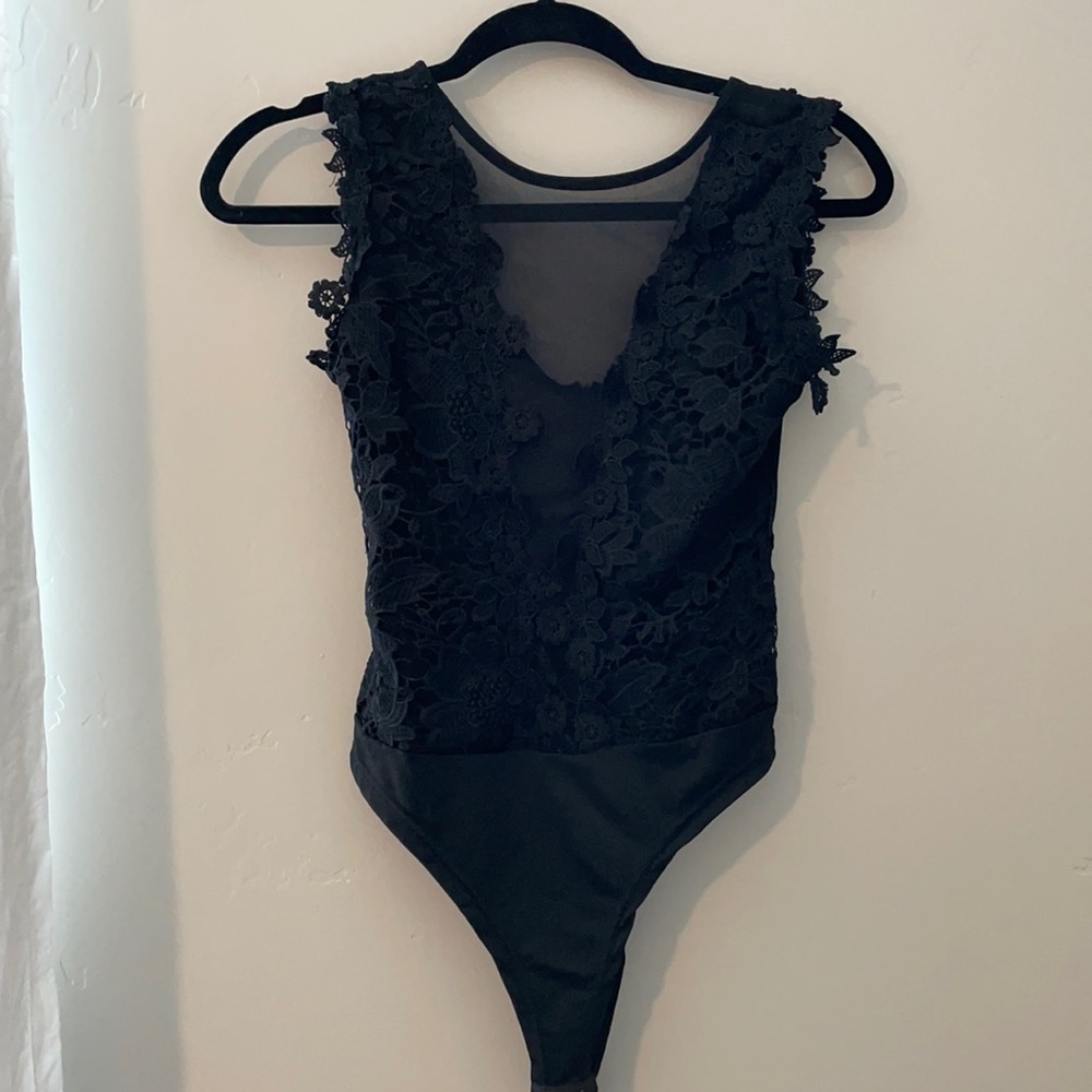 Black mesh bodysuit